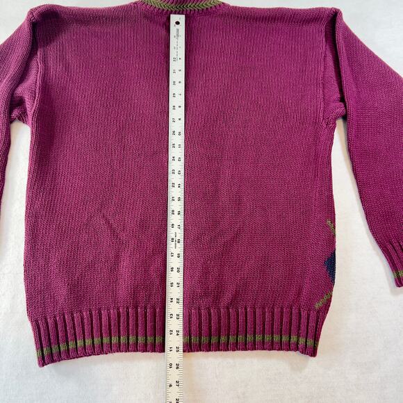 Empress Sportswear LTD. Cardigan Sweater Woman's L 5- Button Up Purple Argyle - Picture 8 of 9